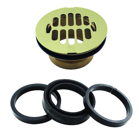 Westbrass Brass Body Swedge-Lock Shower Drain W/ Grid in Polished Brass D206B-LAS-01